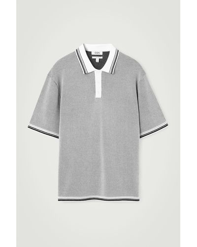 COS Waffle-knit Polo Shirt - Grey