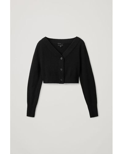 COS Cropped Cashmere Cardigan - Black