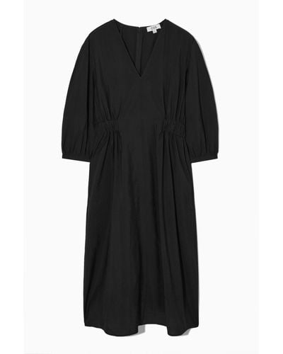 COS Voluminous V-neck Dress - Black