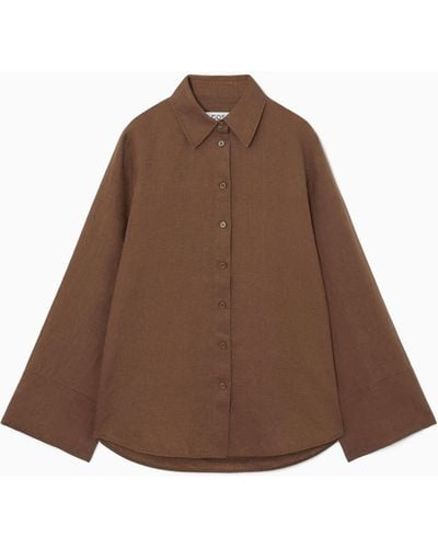 COS Wide-sleeved Linen Shirt - Brown