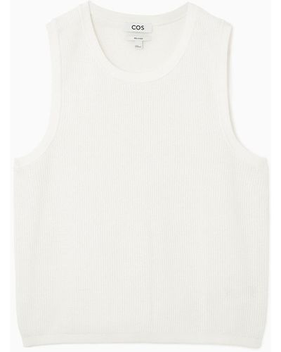 COS Textured Knitted Vest - White