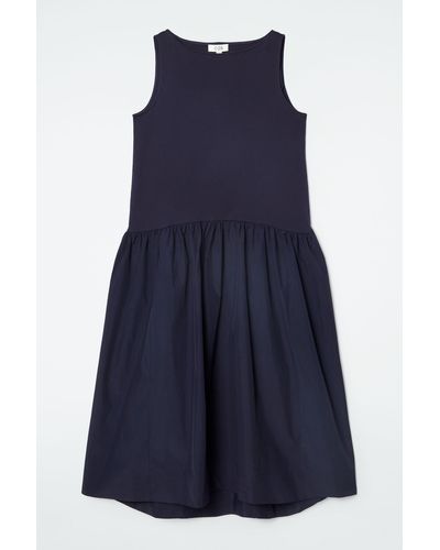 COS Voluminous Sleeveless Midi Dress - Blue