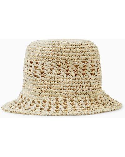 COS Crocheted Straw Bucket Hat - Natural