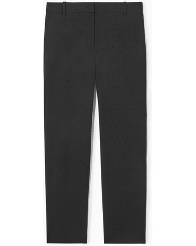 COS Diamanté-embellished Wool-blend Trousers - Black
