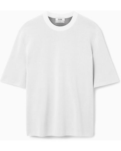 COS Strick-t-shirt Aus Doubleface-material - Weiß