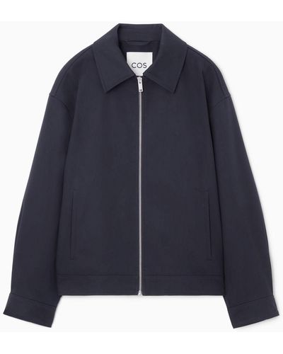 COS Collared Cotton Jacket - Blue
