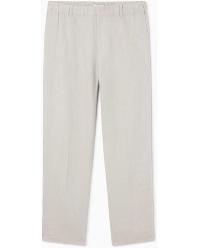 COS Straight-leg Elasticated Linen Pants - White