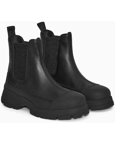 COS Chelsea-boots Aus Leder Mit Gummibesatz - Schwarz