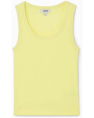 COS Scoop-neck Ribbed Tank Top - Yellow