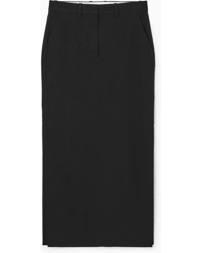 COS Tailored Linen-blend Maxi Skirt - Black