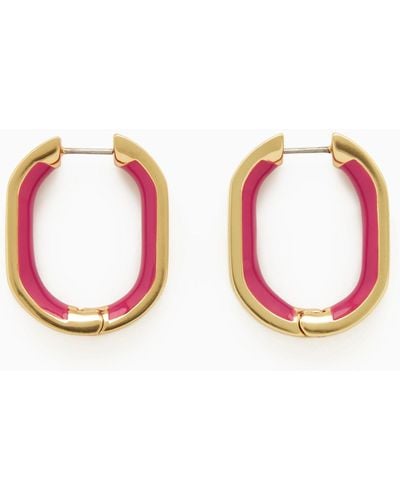 COS Coated Oval Hoop Earrings - Red