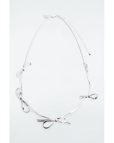 COS Bow Snake-chain Necklace - White