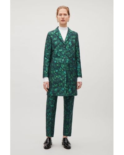 COS Tailored Jacquard Coat - Green