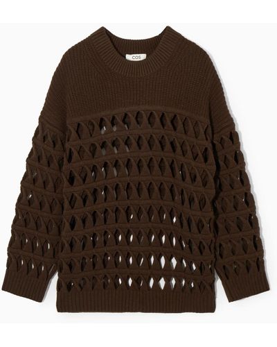 COS Open-knit Wool Sweater - Brown