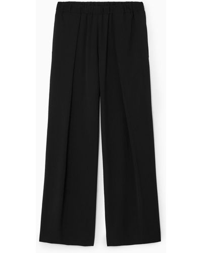 COS Pleated Elasticated Wide-leg Pants - Black