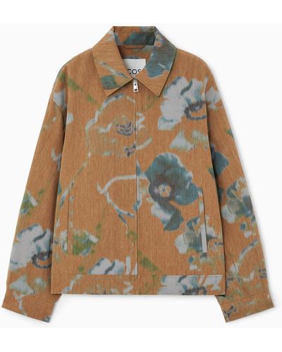 COS Floral-print Blouson Jacket - Natural