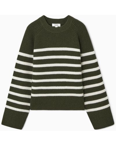 COS Striped Wool Sweater - Green