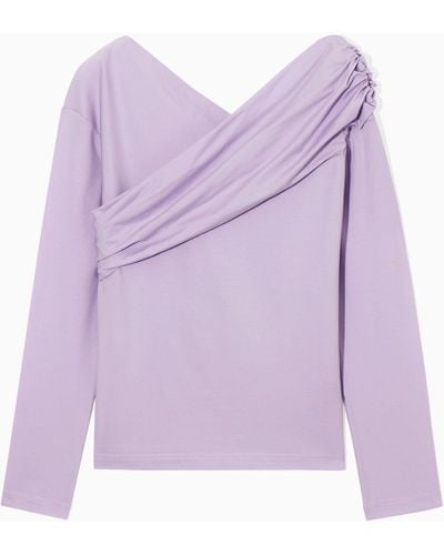 COS Gathered Off-the-shoulder Asymmetric Top - Purple