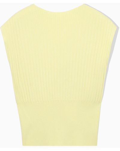 COS Pleated Knitted Sleeveless Top - Yellow