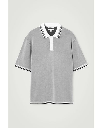 COS Waffle-knit Polo Shirt - Gray