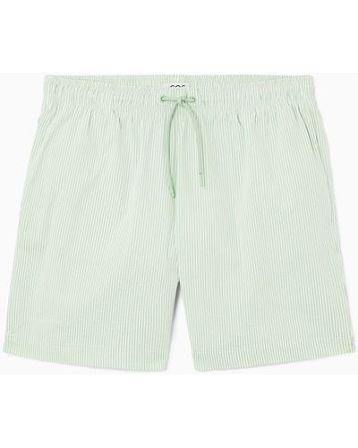 COS Striped Seersucker Swim Shorts - Green