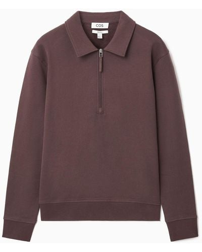 COS Collared Half-zip Sweatshirt - Purple