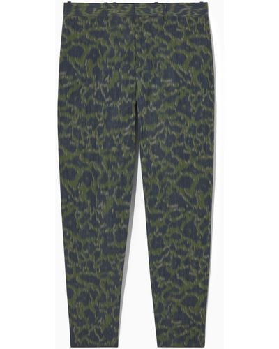 COS Animal-jacquard Trousers - Straight - Green