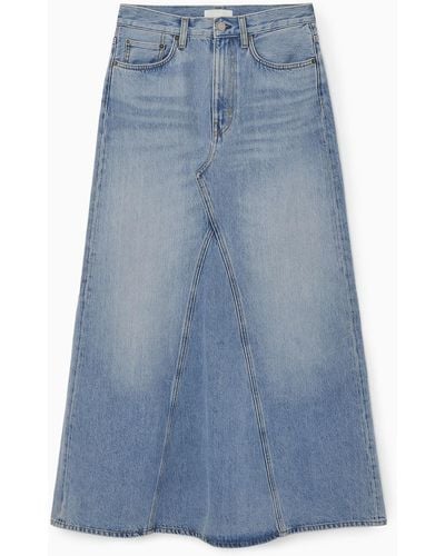 COS Paneled Denim Maxi Skirt - Blue