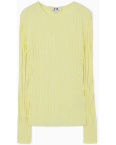 COS Rib-knit Long-sleeved Top - Yellow