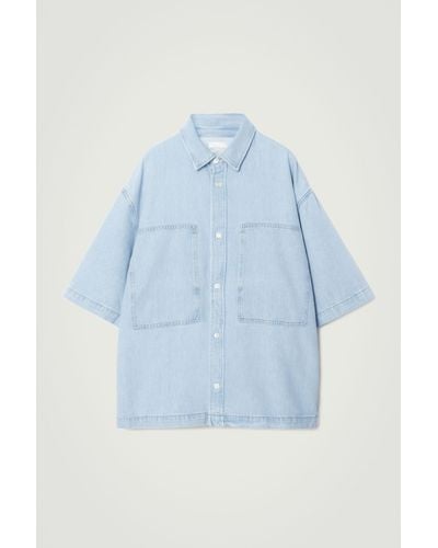 COS Oversized Short-sleeved Denim Shirt - Blue