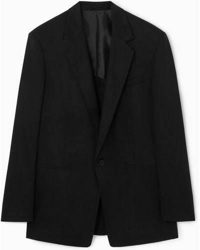 COS Longline Single-breasted Blazer - Relaxed - Black