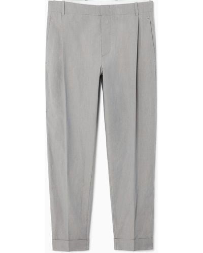 COS Micro-houndstooth Trousers - Cropped - Grey