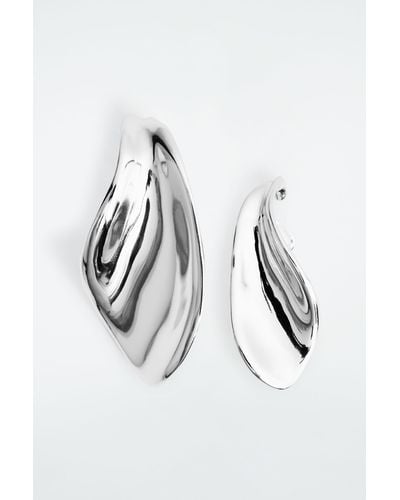 COS Organic-shaped Mismatched Earrings - White