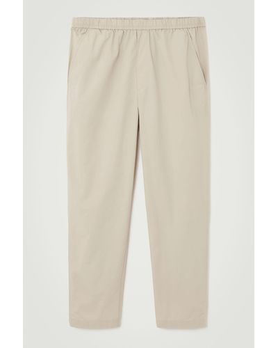 COS Tapered Poplin Pull-on Trousers - Natural