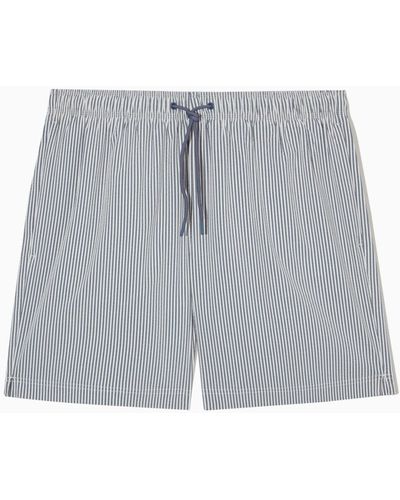COS Striped Seersucker Swim Shorts - Gray