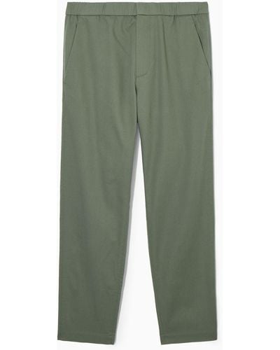 COS Elasticated Tapered Twill Pants - Green