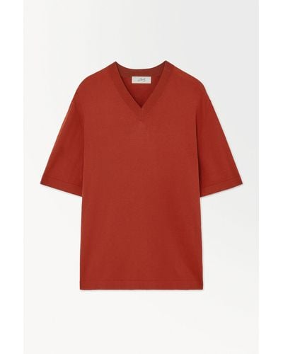 COS The Knitted Silk T-shirt - Red