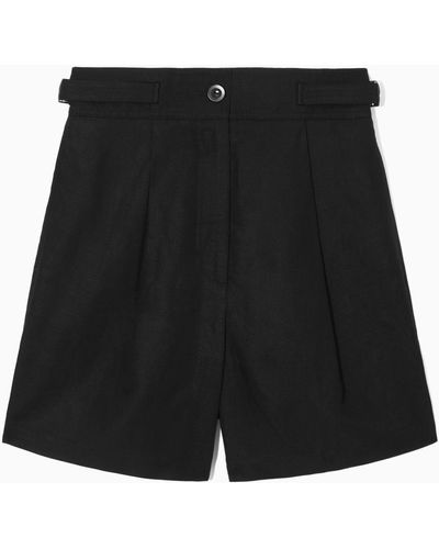 COS Pleated Linen-blend Utility Shorts - Black
