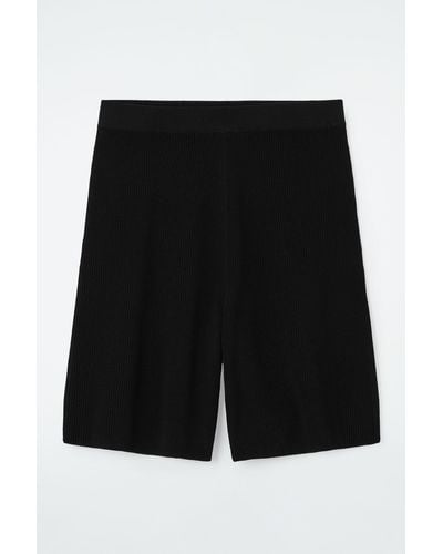 COS Ribbed-knit Bermuda Shorts - Black