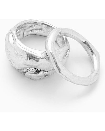 COS Hammered Ring Set - White