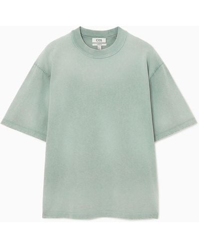 COS Oversized Faded Mock-neck T-shirt - Green