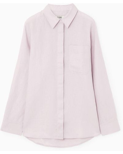 COS Oversized Linen Shirt - Pink