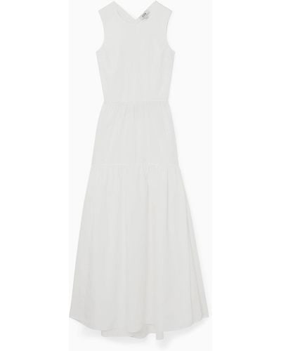 COS Open-back Tiered Midi Dress - White