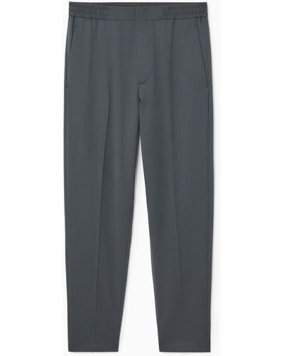 COS Tapered Elasticated Wool-twill Trousers - Grey