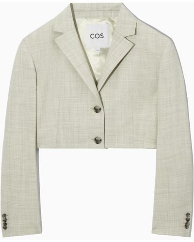 COS Cropped Wool Blazer - White