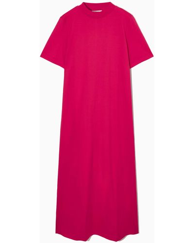 COS Mock-neck Maxi T-shirt Dress - Pink