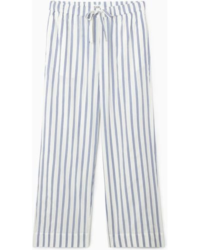 COS Striped Poplin Pajama Pants - White