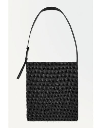 COS The Plaited Leather Tote - Black