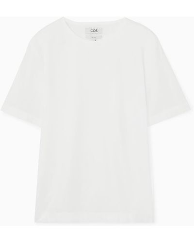 COS Kurzärmliges T-shirt Mit Webstruktur - Weiß