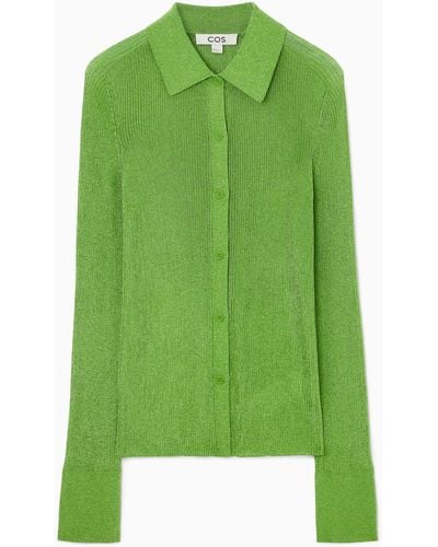 COS Sparkly Ribbed-knit Shirt - Green